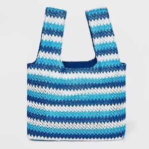 Future Collective with Alani Noelle Blue Chevron Print Striped Satchel
